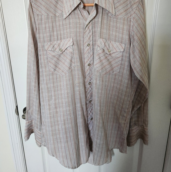 Vintage Wrangler VTG Long Tails Pearl Snap Button Up Shirt L Western unisex - Picture 2 of 9